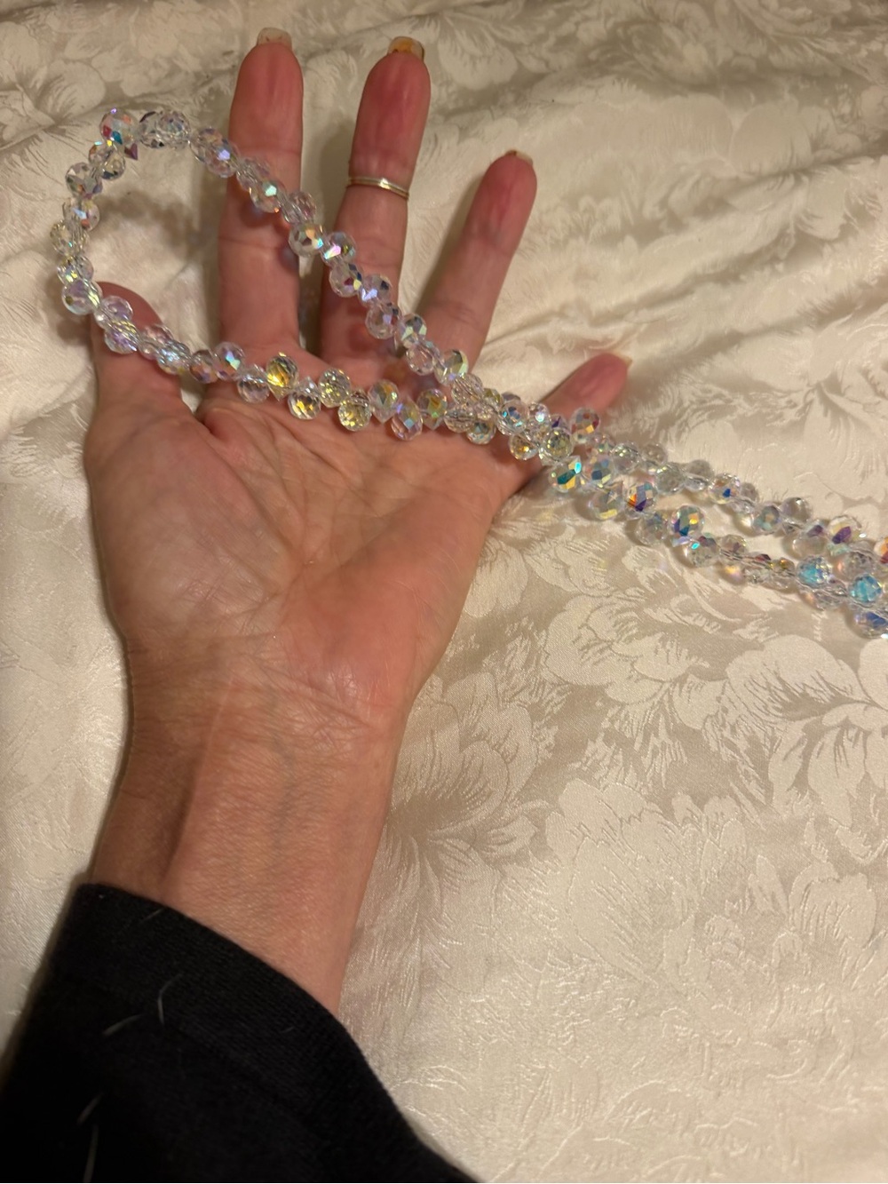 Crystal Aurora Borealis Faceted glass beaded phone lanyard